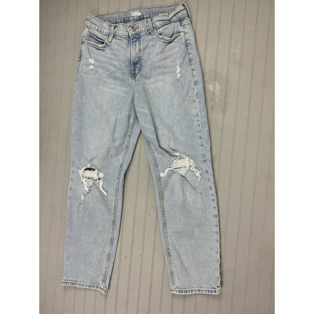 Old Navy Size 4 Womens Jeans Loose Boyfriend High Rise Distress Light Wash